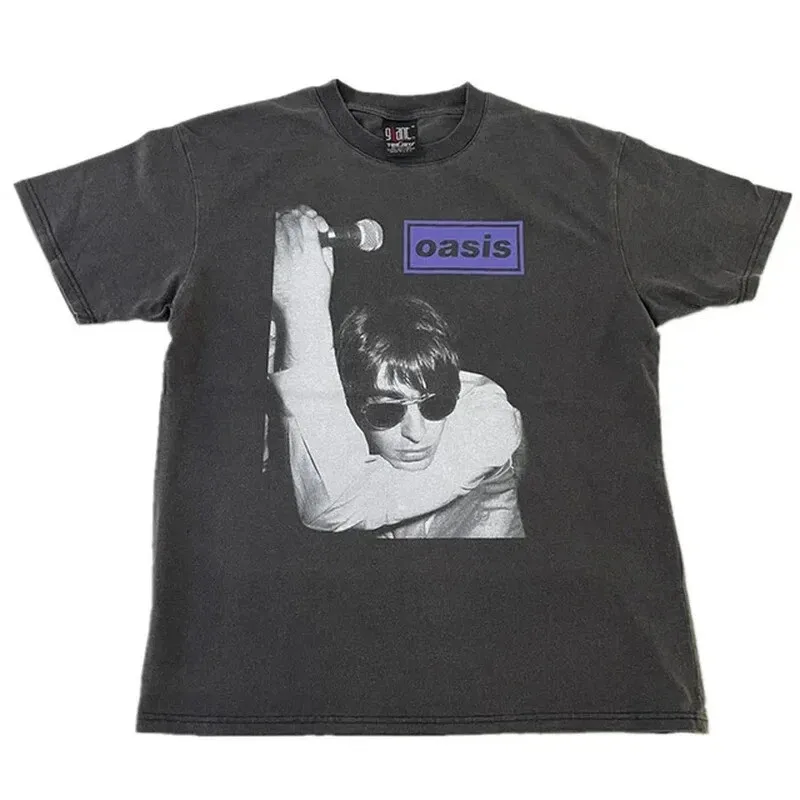 تي شيرت جرافيك OASIS 1996 بأكمام قصيرة من القطن مقاس S إلى 5XL إعادة طباعة