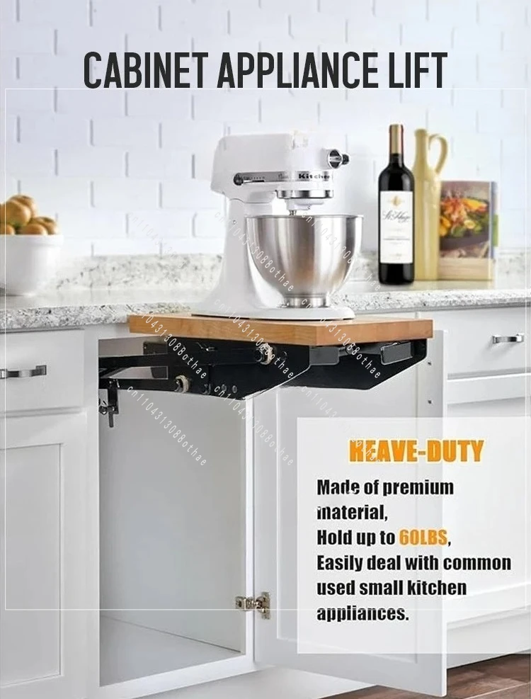 New Hidden Kitchen Lifting Cabinet System - Spring Rack Automatic Mechanical Telescopic Lift Shelf for Mixer Storage