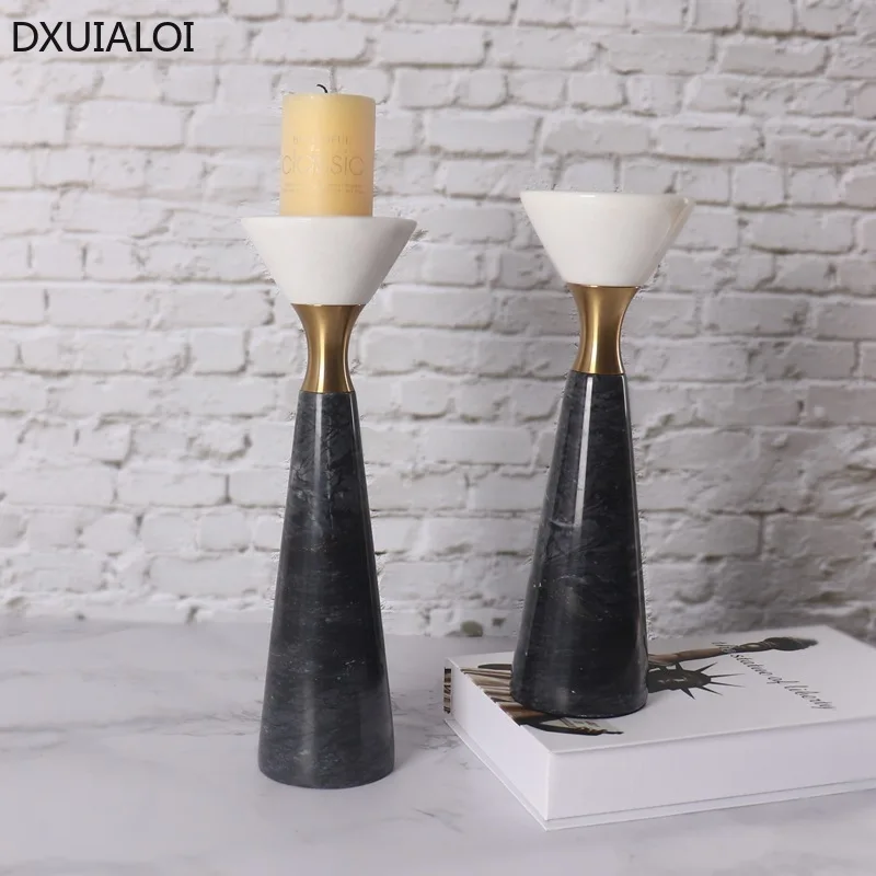 Modern marble candlestick Hotel dining table decorations Romantic Candlelight Dinner Marble candlestick wedding decoration