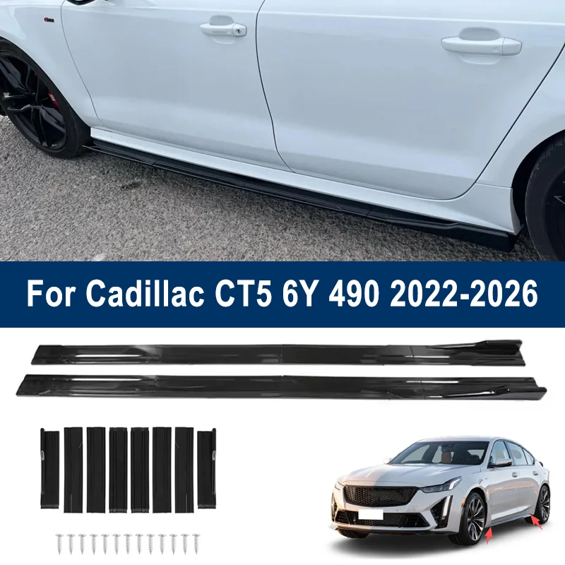 

For Cadillac CT5 6Y 490 2022-2026 Car Side Skirt Splitters Extended Side Spoiler Sport Body Kit Bumper Lip Modified Parts 8Pcs