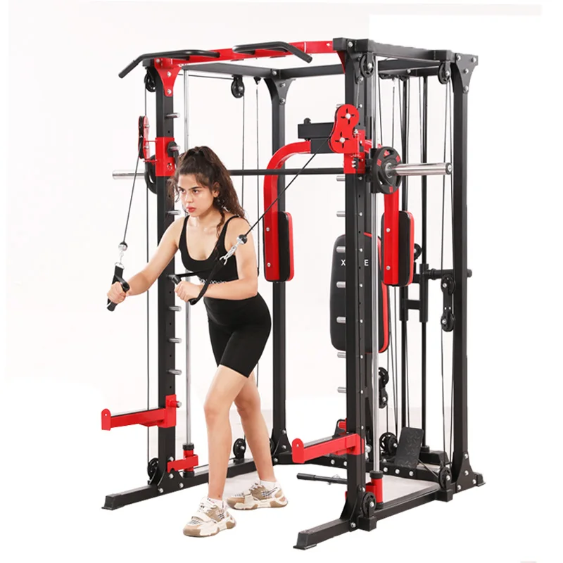 

160kg Multi Function Fitness Equipment Home Gym Smith Machine Power Rack With Pulley System