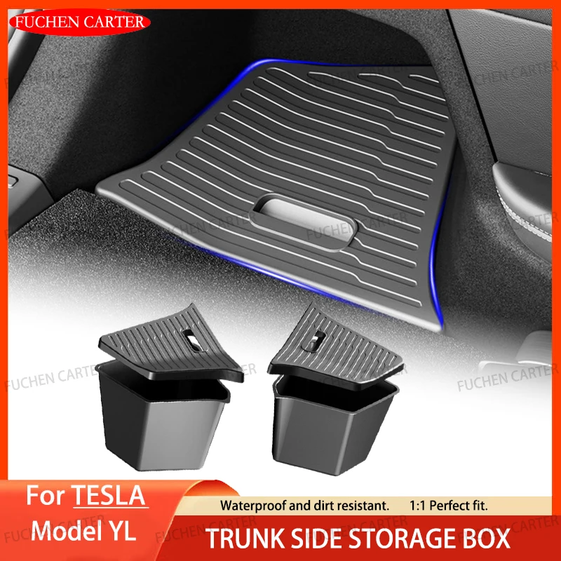 Para Tesla NOVO Modelo YL 2026: Caixa Organizadora Lateral de Porta-Malas em TPE com Tampa, Acessório de Reequipamento para Porta-Malas