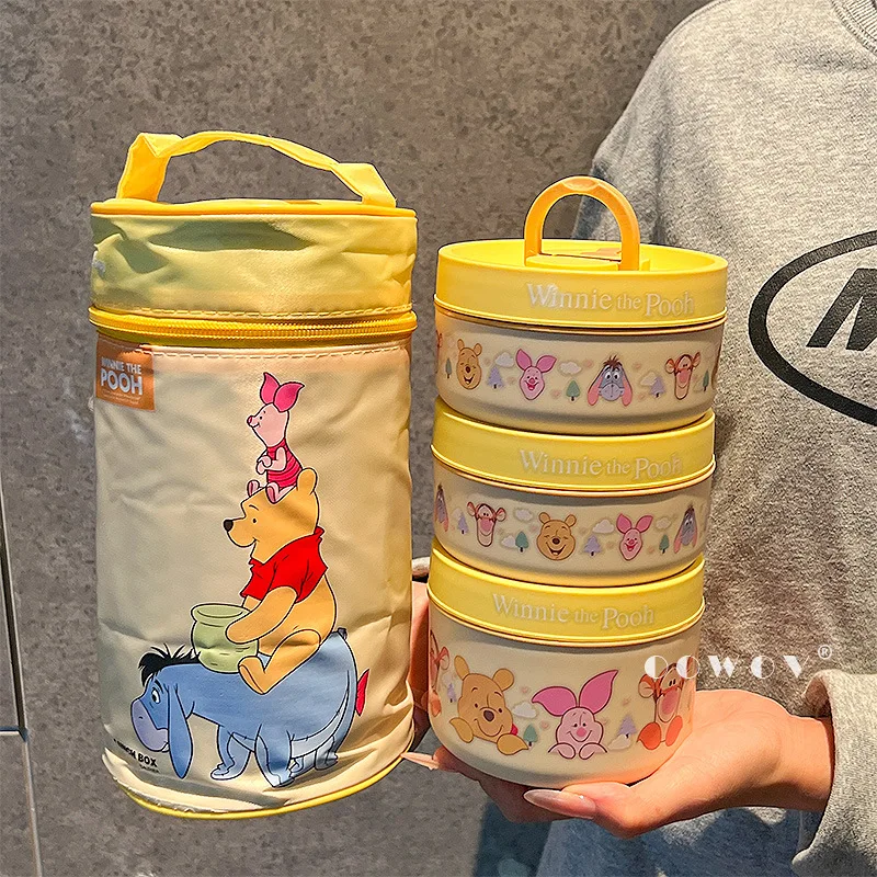 

Winnie The Pooh Mickey Cartoon Stainless Steel Food Grade Lunch Box High Aesthetic Value Home Use Bento Box Kitchen Dining Bar