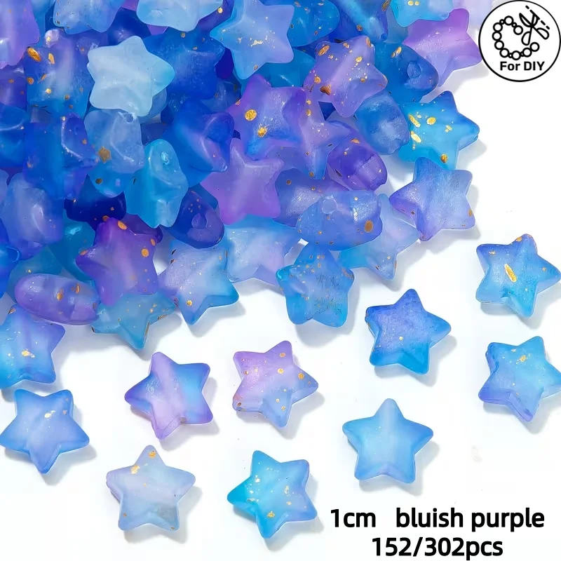 10 mm, 152/302 Stück, blaue und violette Pentagramme zum Selbermachen, können zur Herstellung von Armbändern, Halsketten und anderem Schmuck verwendet werden.