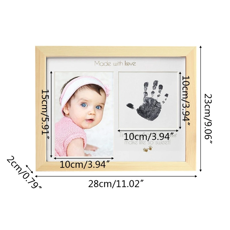 L5YF Recém-nascido Handprint Pegada Moldura para fotos lembrança aniversário bebê enfeites