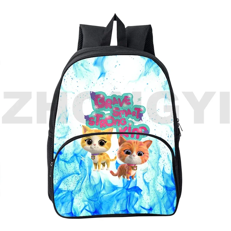 Plecaki 3D SuperKitties przedszkole dzieci na zamek błyskawiczny Bookbag dla dzieci słodki kociak Anime 12/16 Cal Mini torba dla nastolatek