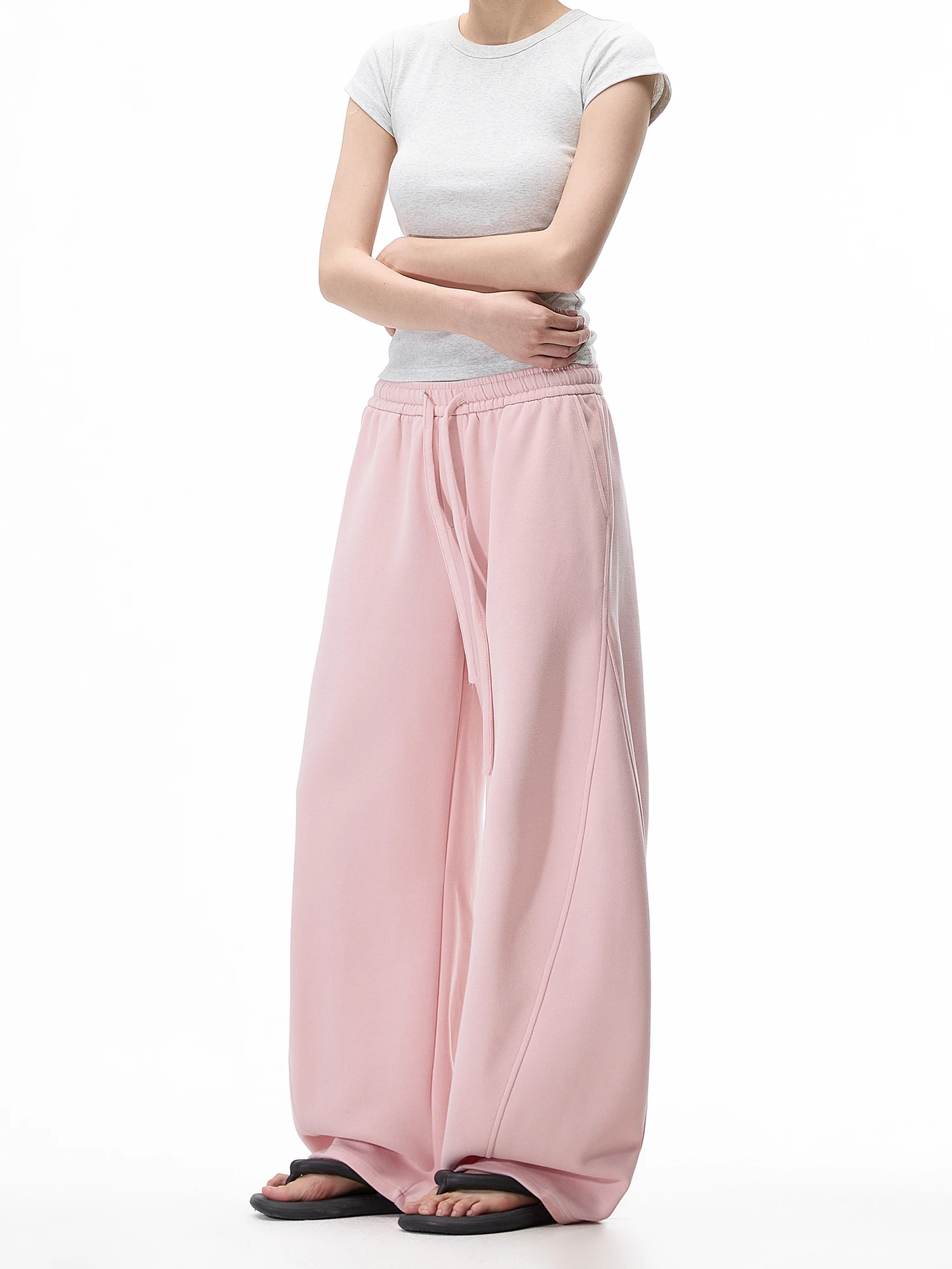 

Американские розовые широкие брюки прямого кроя для женщин, повседневные, весенние, новые, свободные, в пол, спортивные штаны