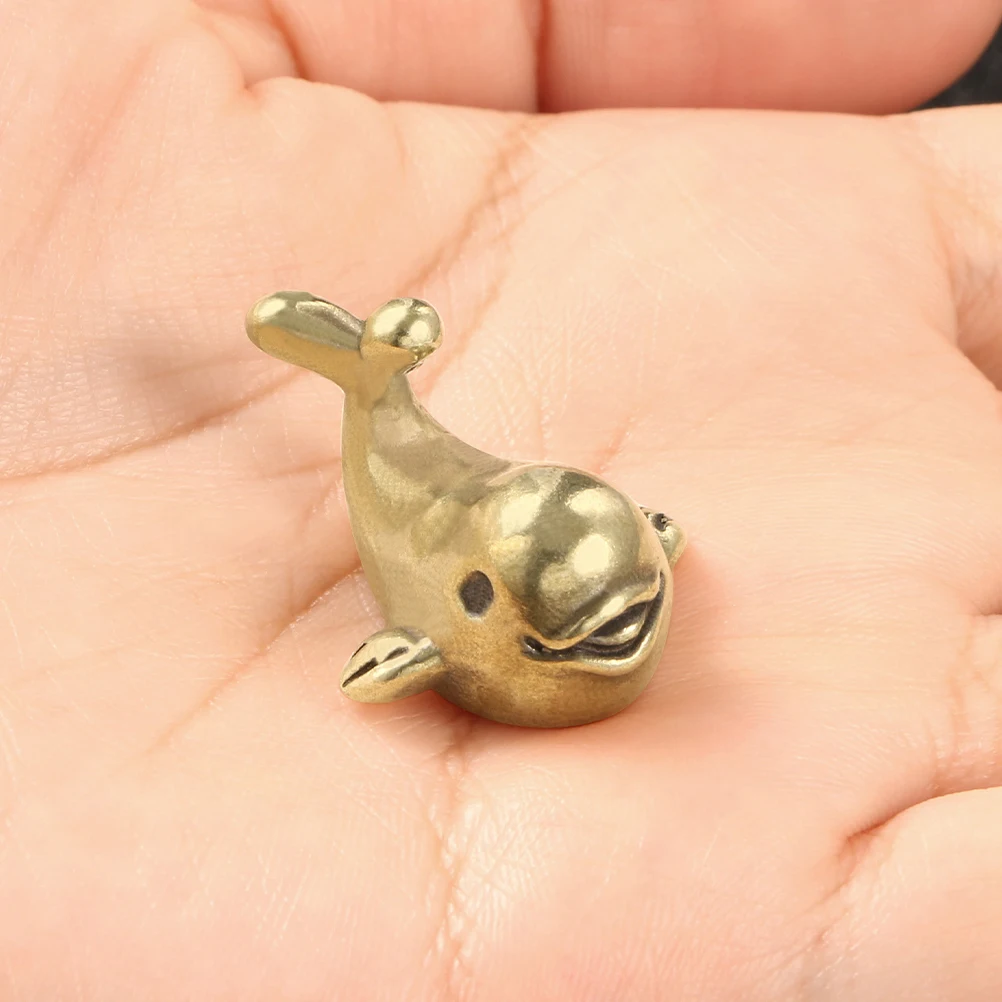 

2pcs Dolphin Ornament Brass Statue Figurines Animal Decor Home Golden Miniature Realistic Design Solid Material Artistic Touch