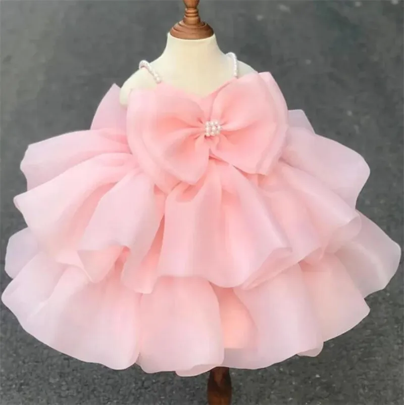 

Fluffy Baby Girl Dress with Big Bow Knee Length Infant Tutu Kids Birthday Gown 12M 18M 24Months Gift for Christmas