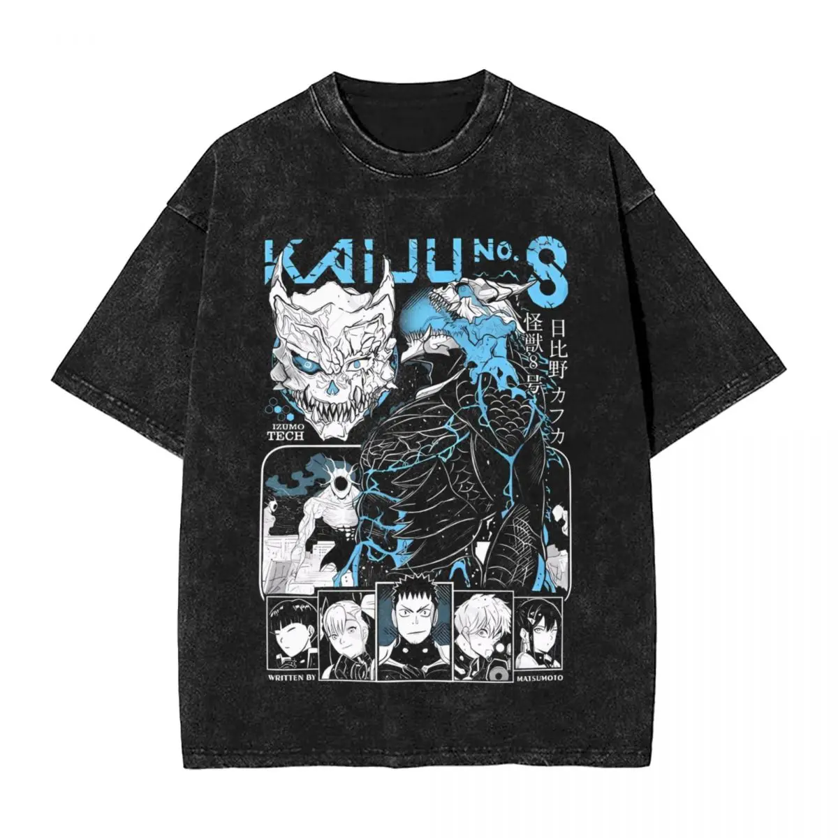 Monster NO.8 Kaiju No 8 Kafka Hibino woman Men Washed Hot stamping Print T-Shirt,Cotton Tshirt Men's Summer Short Sleeve Tees