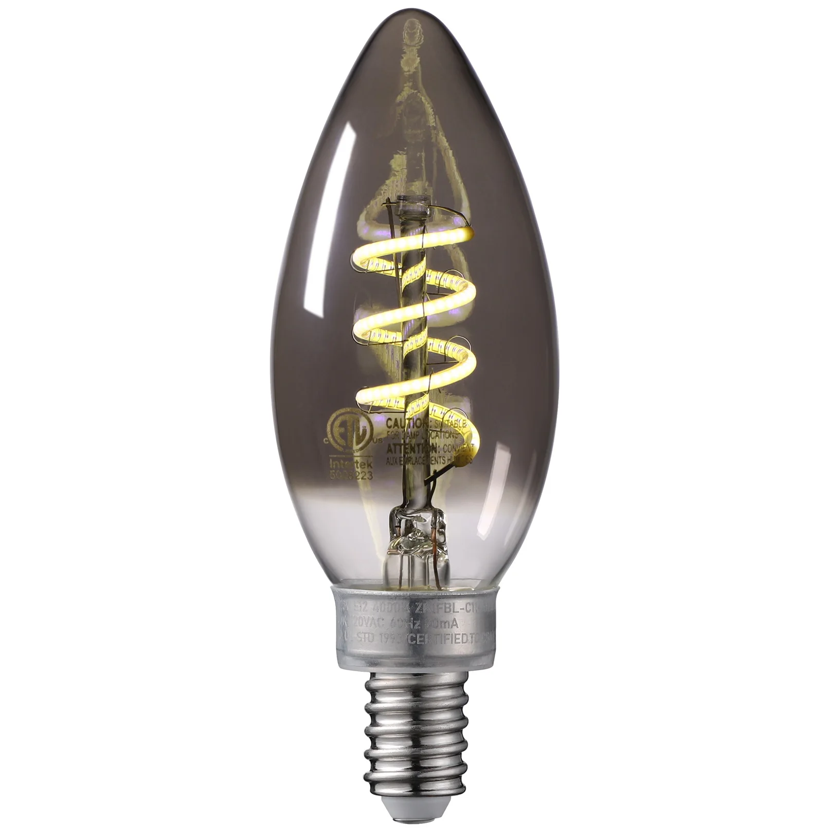 

Smoky Grey Light Bulb, Dimmable E12 LED Candelabra Bulb, LED Chandelier Light Bulbs, 2W LED Filament Candle Bulb C11, 60lm