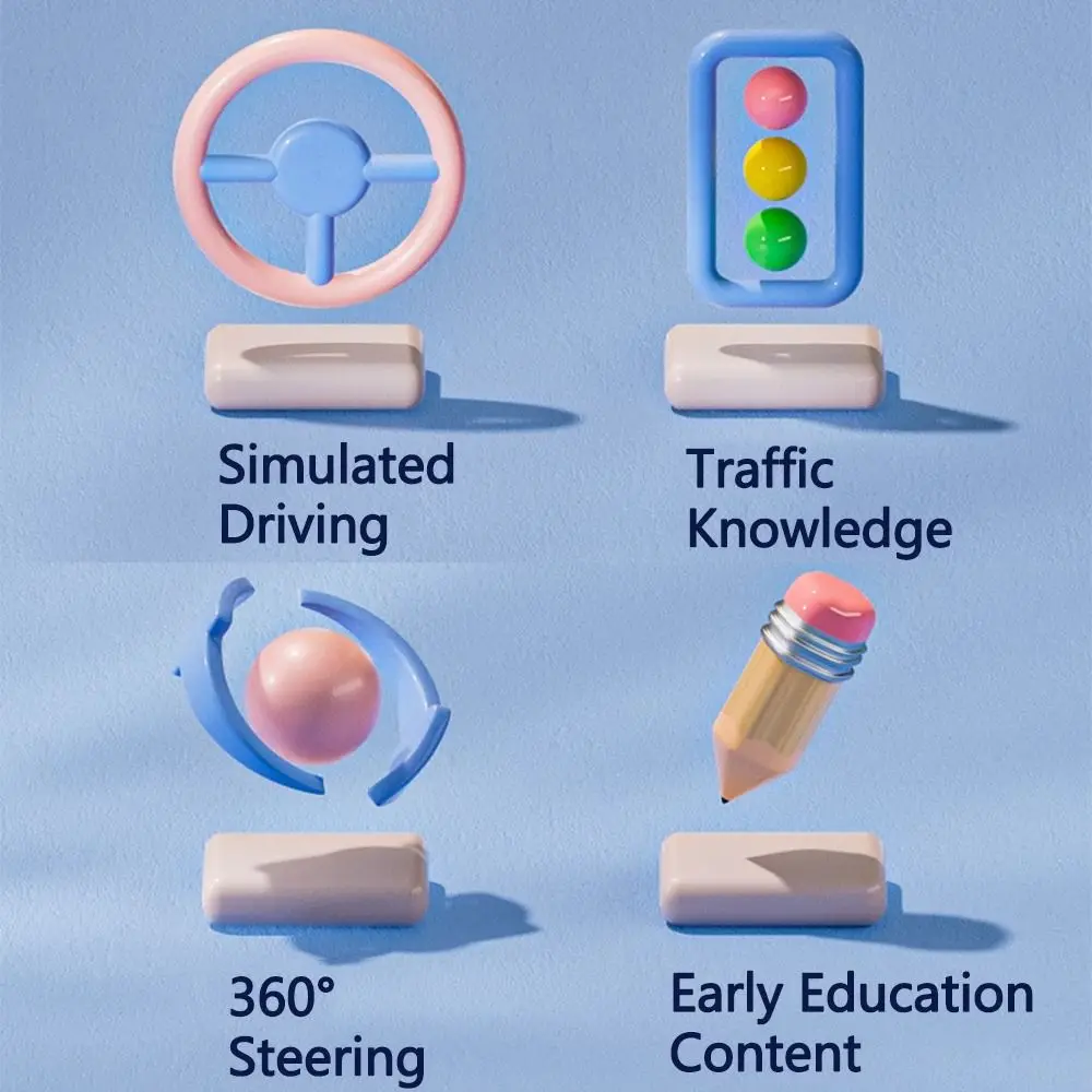 Volante criativo engraçado 360 °   Rotação simular carro de condução montessori som e luz simulador de condução educacional