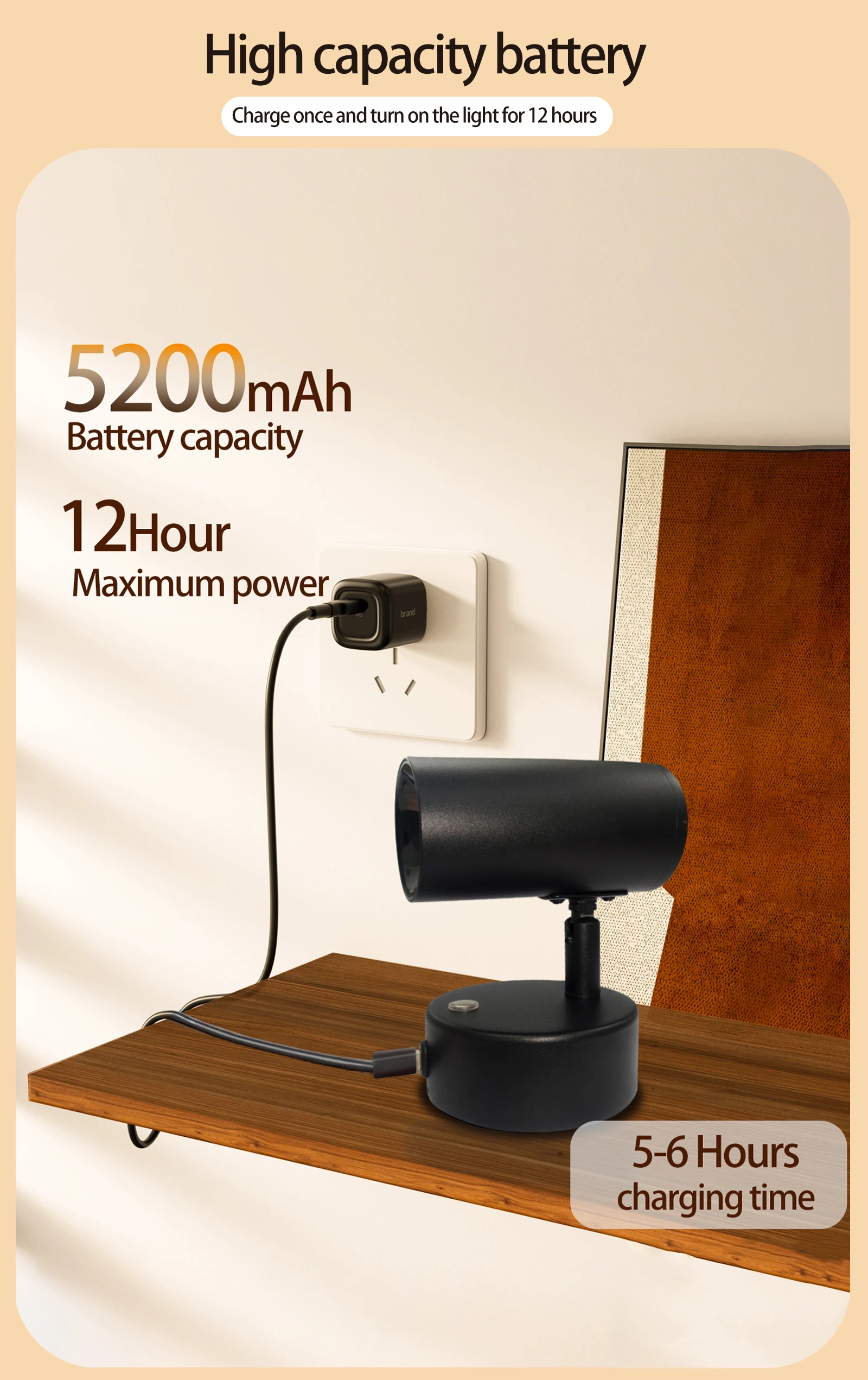 LED Modern Minimalist Remote Charging Wall Lamp 5200mAh Magnetic Suction Installation Touch 3-Color Bedroom Living Room Lighting