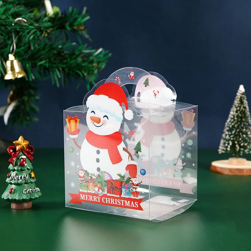 1pcs Christmas Cookie Gift Bag Clear Candy Apple Boxes Pvc Trasnparent Apple Packaging Box Merry Christmas Decor For Home 2023