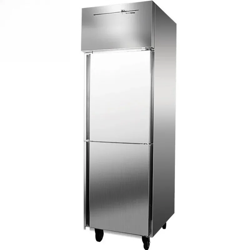 Double door frozen tall refrigerator, hotel hotel kitchen freezer, double door stainless steel