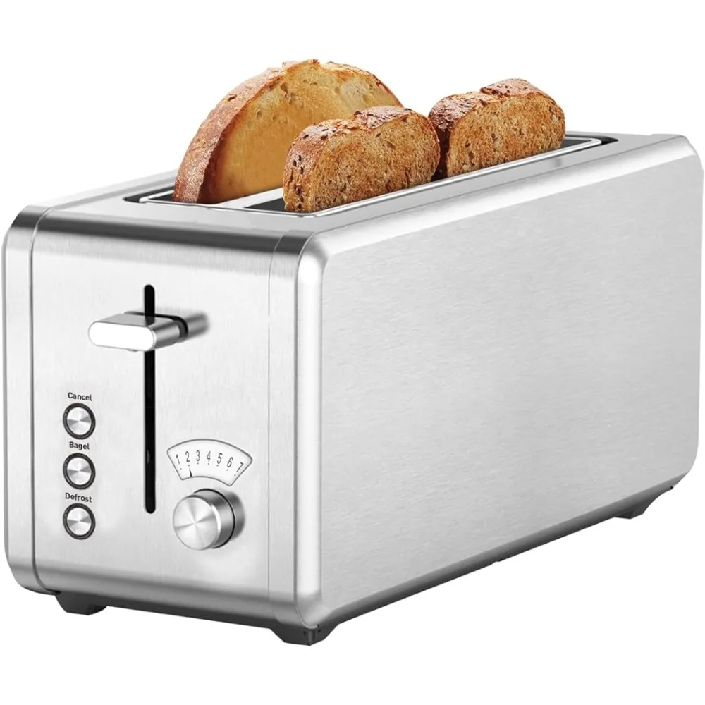 WHALL Toaster Stainless Steel, 6 Bread Shade Settings, Bagel/Defrost/Cancel Function, 1.5in Wide Slot, High Lift Lever