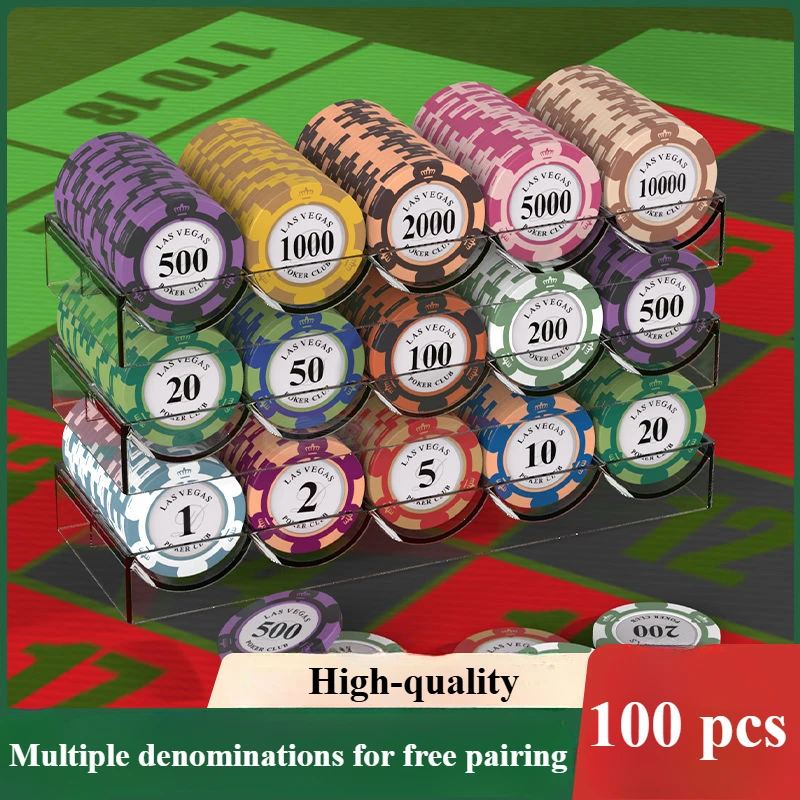 100 Chips Poker Card Chips Set Mahjong Hall Chess Room Special Crown Round Chip Coin Dou Dizhu Playing Card