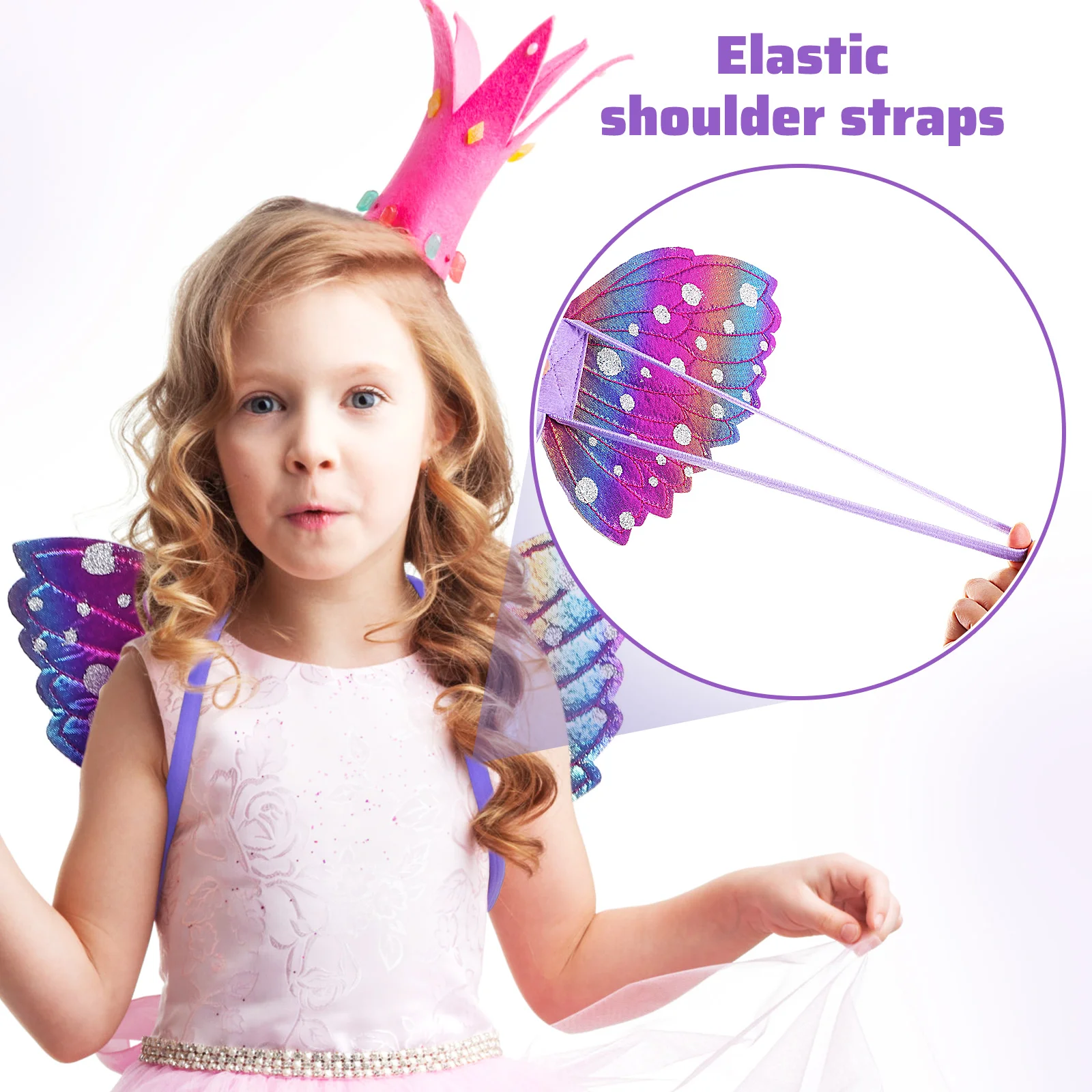 1 conjunto de fantasia de borboleta para meninas, fantasia de princesa com asas de fada, roupas para meninas, asas tutu, festa, acessório de cosplay