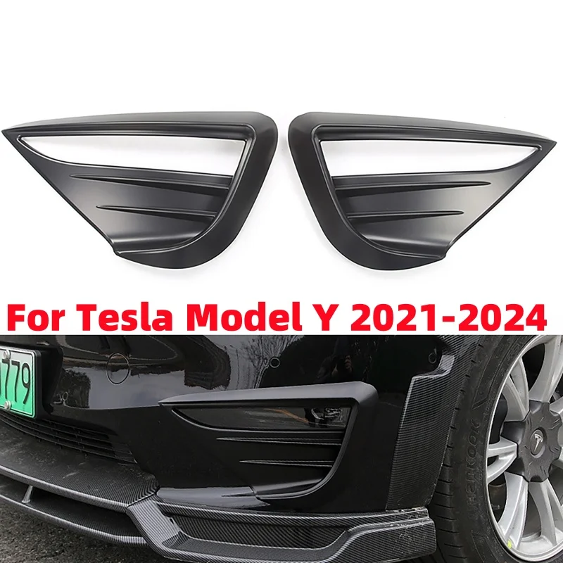 

2pcs/set Car Front Bumper Fog Light Decorative Frame Cover for Tesla Model Y 2021-2024