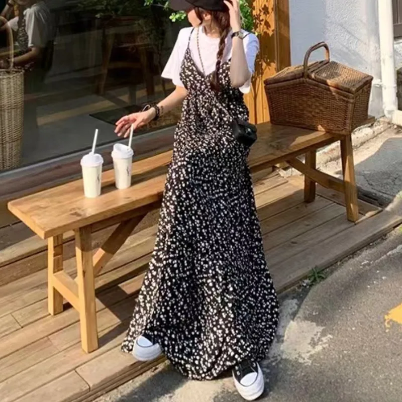 Süße Sle Floral Spitze Trim Lange Dr frauen Sommer Neue Haken Träger Kleid Pendeln Sle Frühling Herbst Geeignet