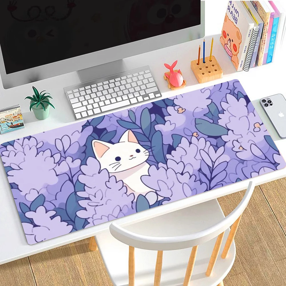 

Kitten in the flowers Mouse Pad XXL Laptops Gaming Deskmat Sakura Mousepad Anime Office Carpet Gamer Keyboard Computer Desks
