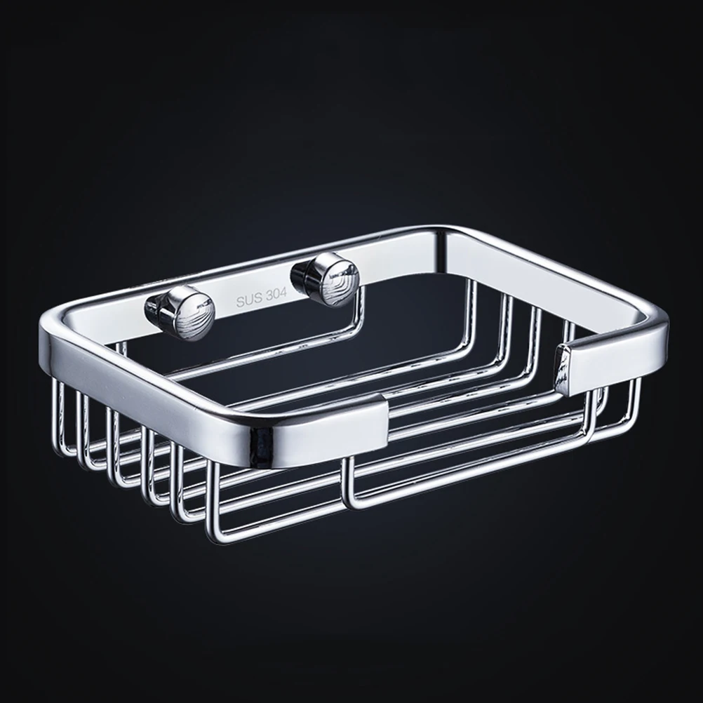 

Stainless Steel Soap Dish Draining Design Bright Silver Easy Clean Wall Mounted Holder Bathroom Kitchen Organization
