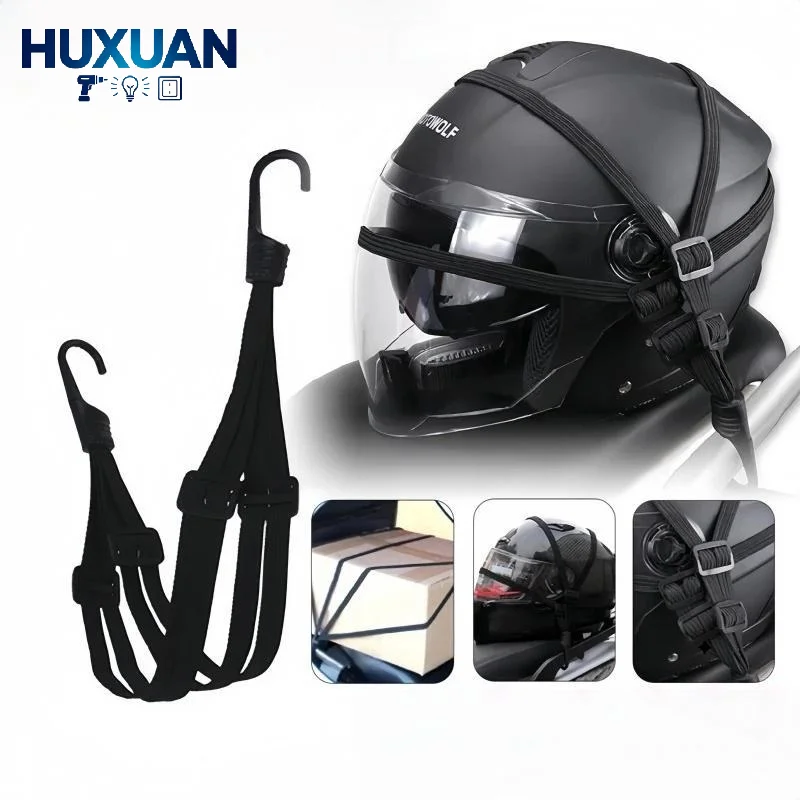 1Pc Motorcycle Elastic Suitcase With Safety Hook-Versatile Helmet Mesh Gear Transport Durable And Sleek For Daily Travel