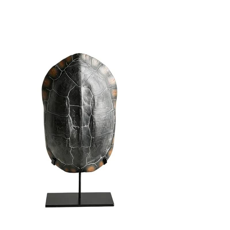 for Wabi Sand Retro Black Turtle Shell Sculpture Ornament Niche Living Room Study Medieval Literary Artistic Style Desktop