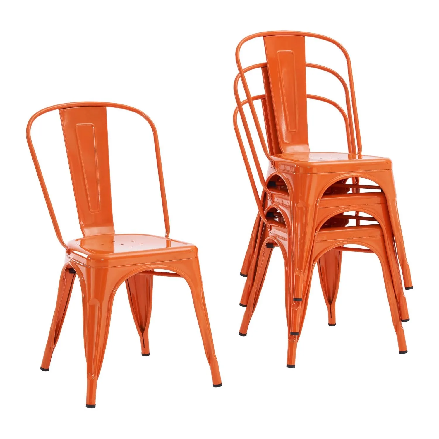Metal Dining Chair Farmhouse Tolix Style for Kitchen Dining Room Café Restaurant Bistro Patio, 18 Inch, Stackable