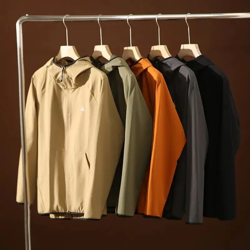

Waterproof Windproof Lightweight Breathable Men's Outdoor Casual Hooded Jaet Faionable Urban Sle Nylon Polyester Blend
