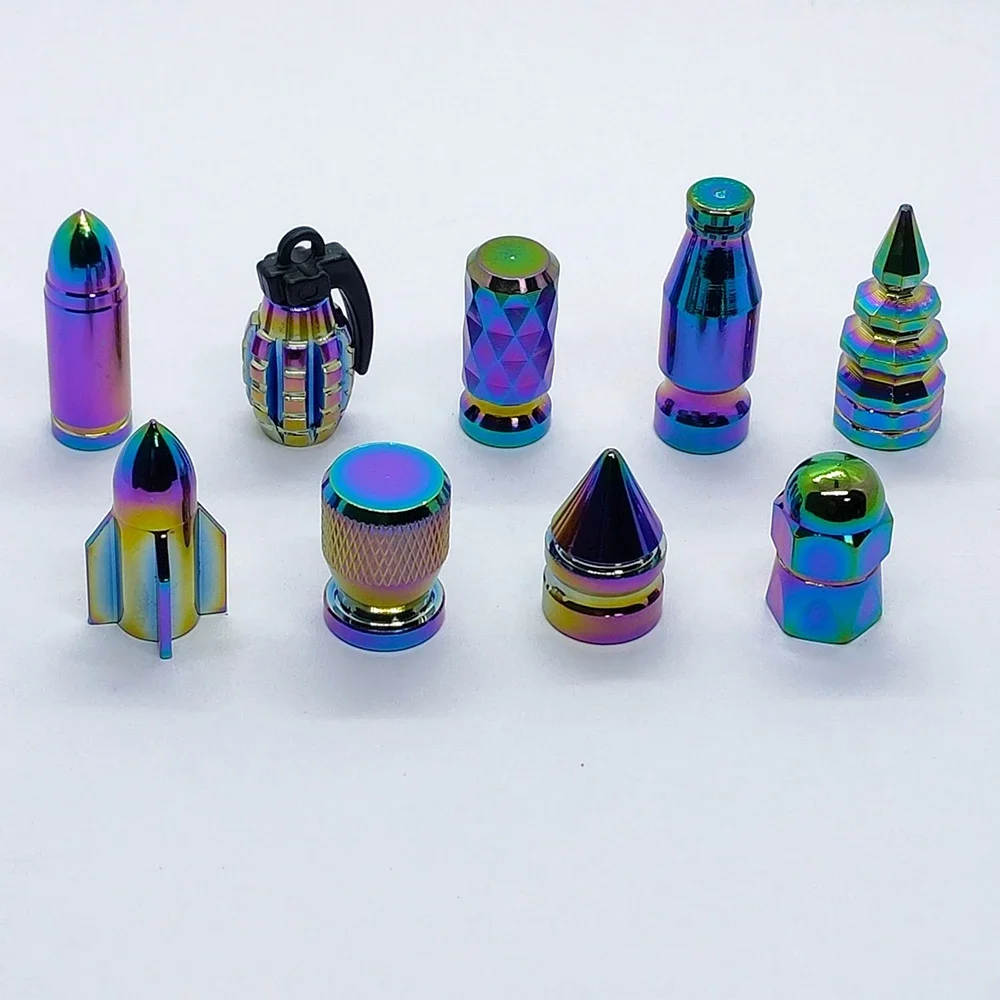 4Pcs Colorful Car Tire Valve Stem Caps LeakProof Tyre Air Valve Caps Aluminum Alloy Air Nipple Cover for Cars Bikes Motorcycles