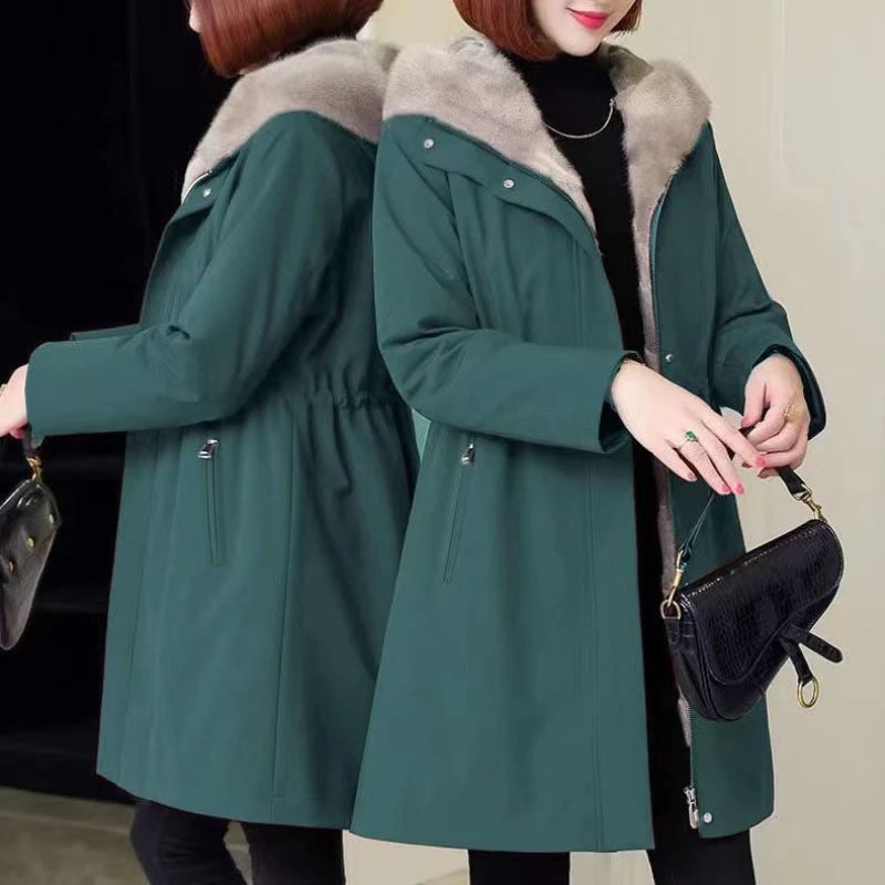 High Quality Winter Jacket Women Parka Fashion Coat Wool Liner Hooded Parkas with Fur Collar Warm Snow Wear Padded Clothes L86