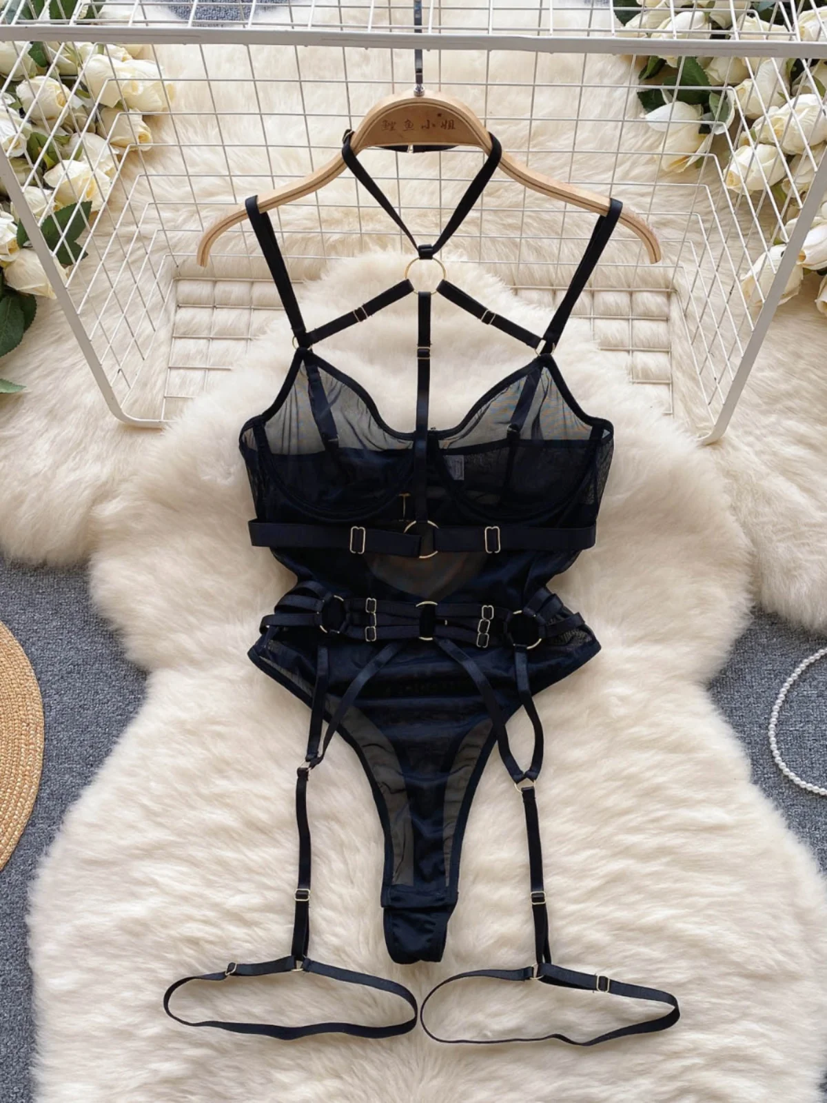 Women Green Jumpsuits Overalls Y2k Off Shoulder Perspective Playsuits with Garters Vintage Exotic Sexy Rompers Coquette Clothes