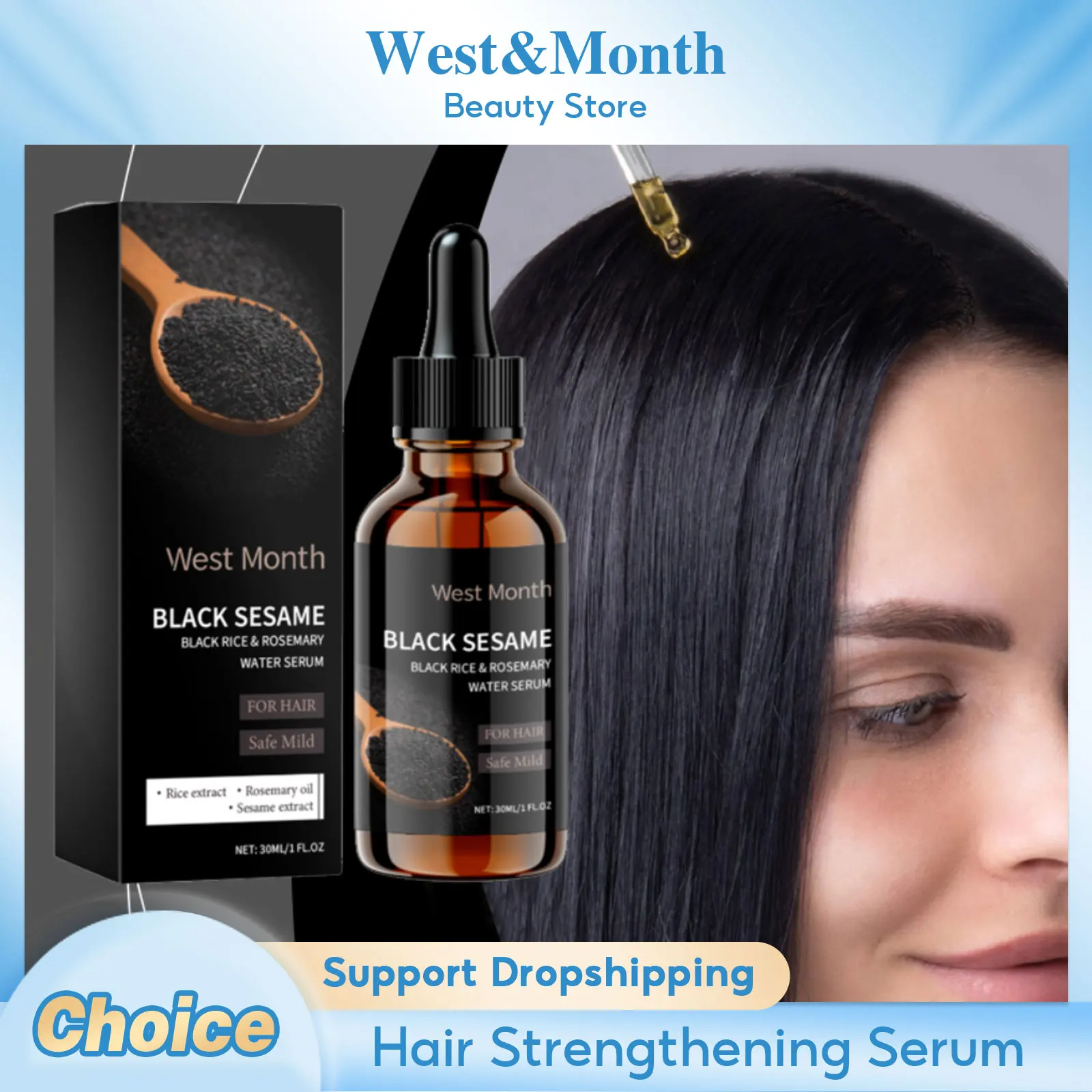 

Black Sesame Hair Strengthening Oil Improve Damaged Split Ends Dry Frizz Repairing Nourishing Shiny Dense Hair Growth Care Serum