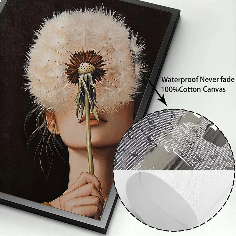 مجردة امرأة بساطتها المشارك قماش جدار الفن امرأة مع زهرة صورة اللوحة طباعة لغرفة النوم الشمال فتاة ديكور المنزل