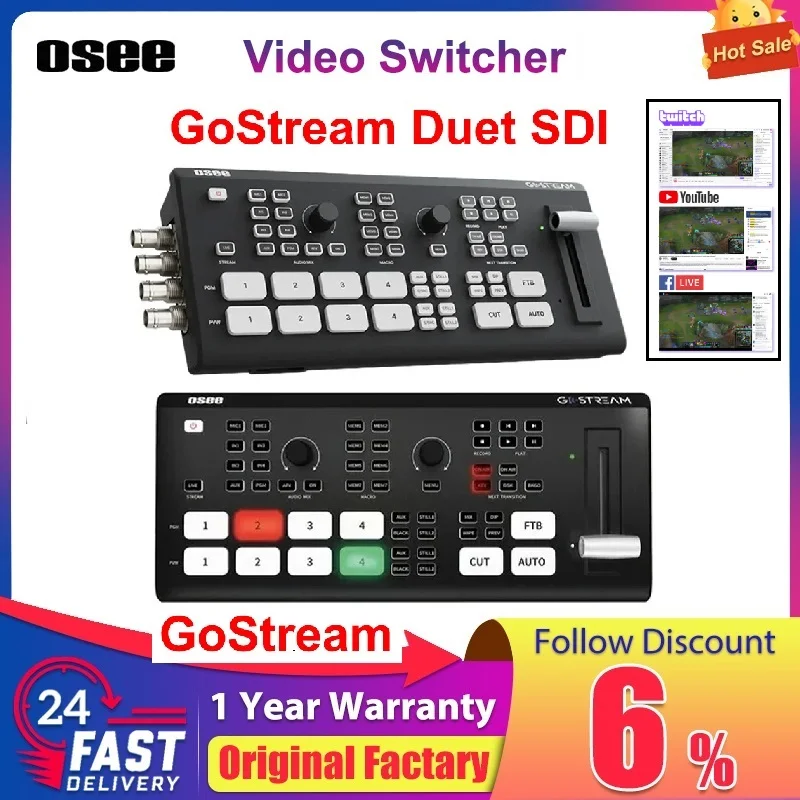 OSEE GoStream Deck HDMI/USB Live Streaming Video Switcher 4 Channel SD Card Slot erge Video Sources 6-Layer Composition