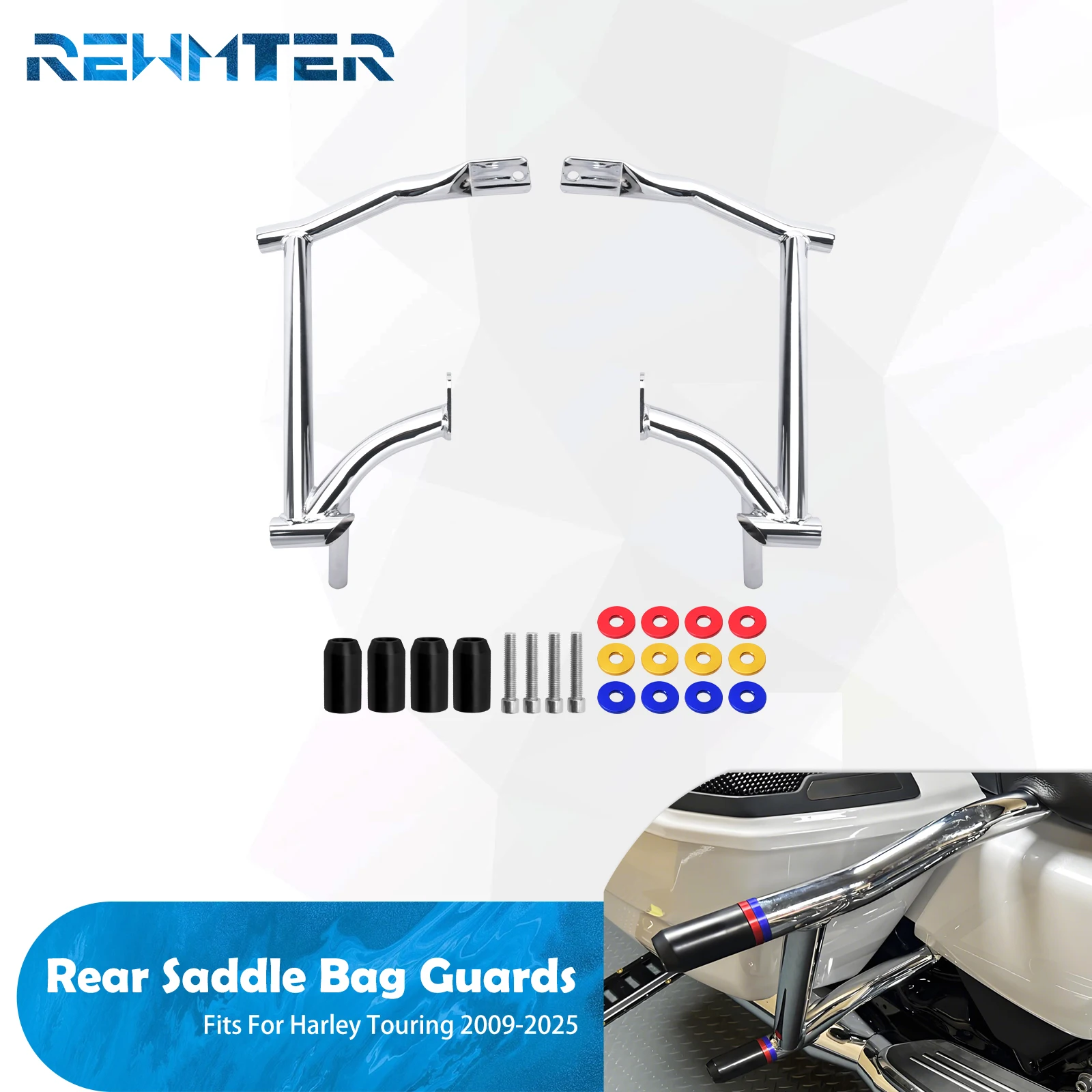Motorcycle Saddlebags Crash Bars Guard Rear Bumpers Bracket For Harley Touring Road King FLHR Electra Street Glide FLHTK 2009-25