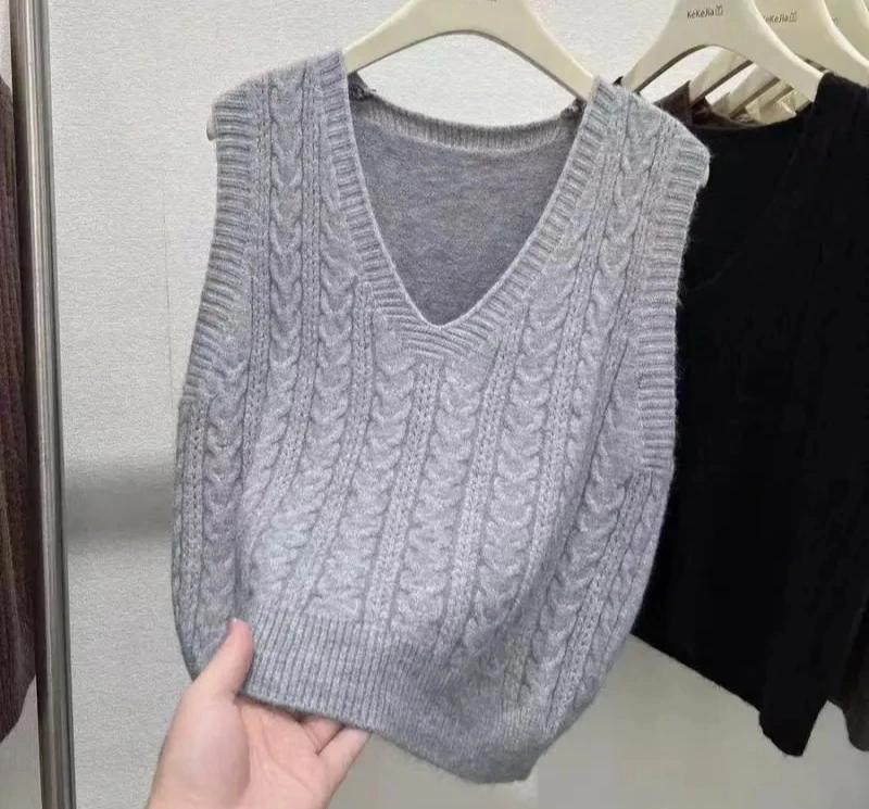 풀오버 니트 조끼 루즈핏 가을 신상 조끼 숏 스웨터 컬리지 조끼