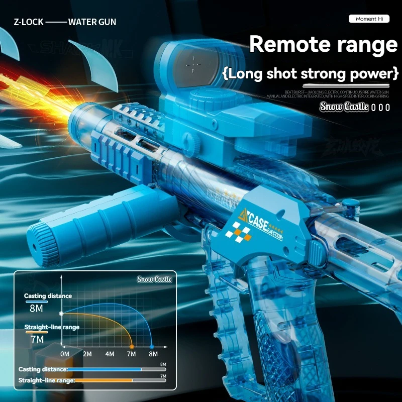 New Summer Jiaolong Large Capacity Electric Water Gun Toy, Continuous Shooting, With Lights Outdoor Beach Pool Gift