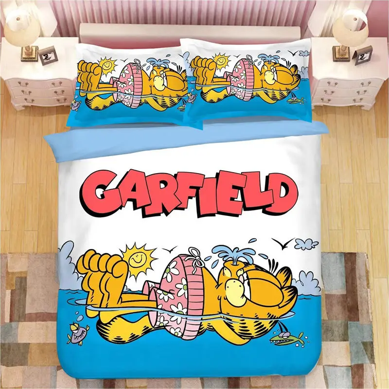 Garfield printed 3D Cartoon Bedding Sets,Cute Cat bed supplies set duvet cover bed comforter set bedding set