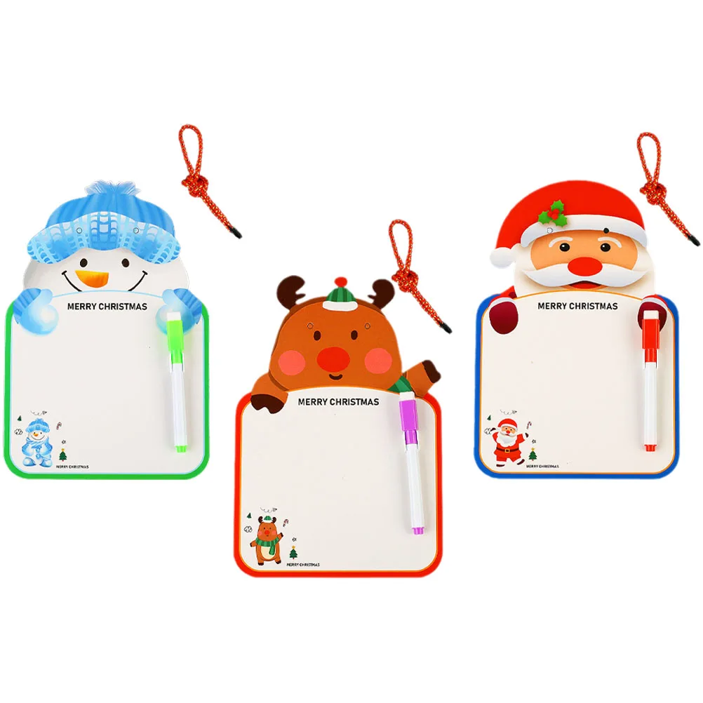 

3 Sets Christmas Drawing Board Erasable Kids Whiteboards 2 Sided Cartoon Santa Snowman Reindeer Early Education Toy Dry Erase