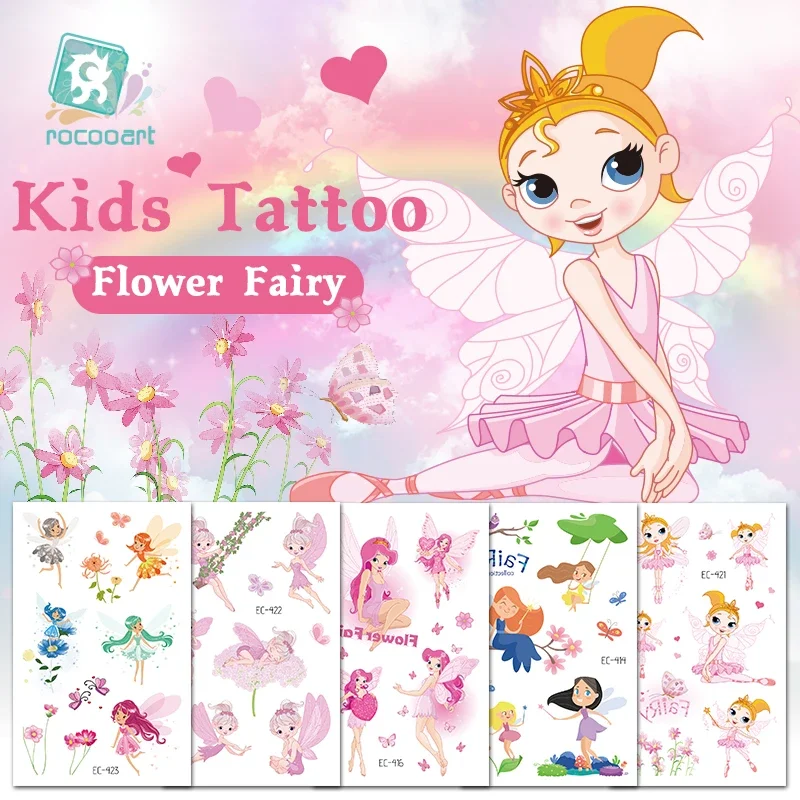 Flower Fairy Tattoo Sticker For Kids Cute Fake Taty Children Tatouage Temporaire Body Art Waterproof Temporary Tattoo Stickers