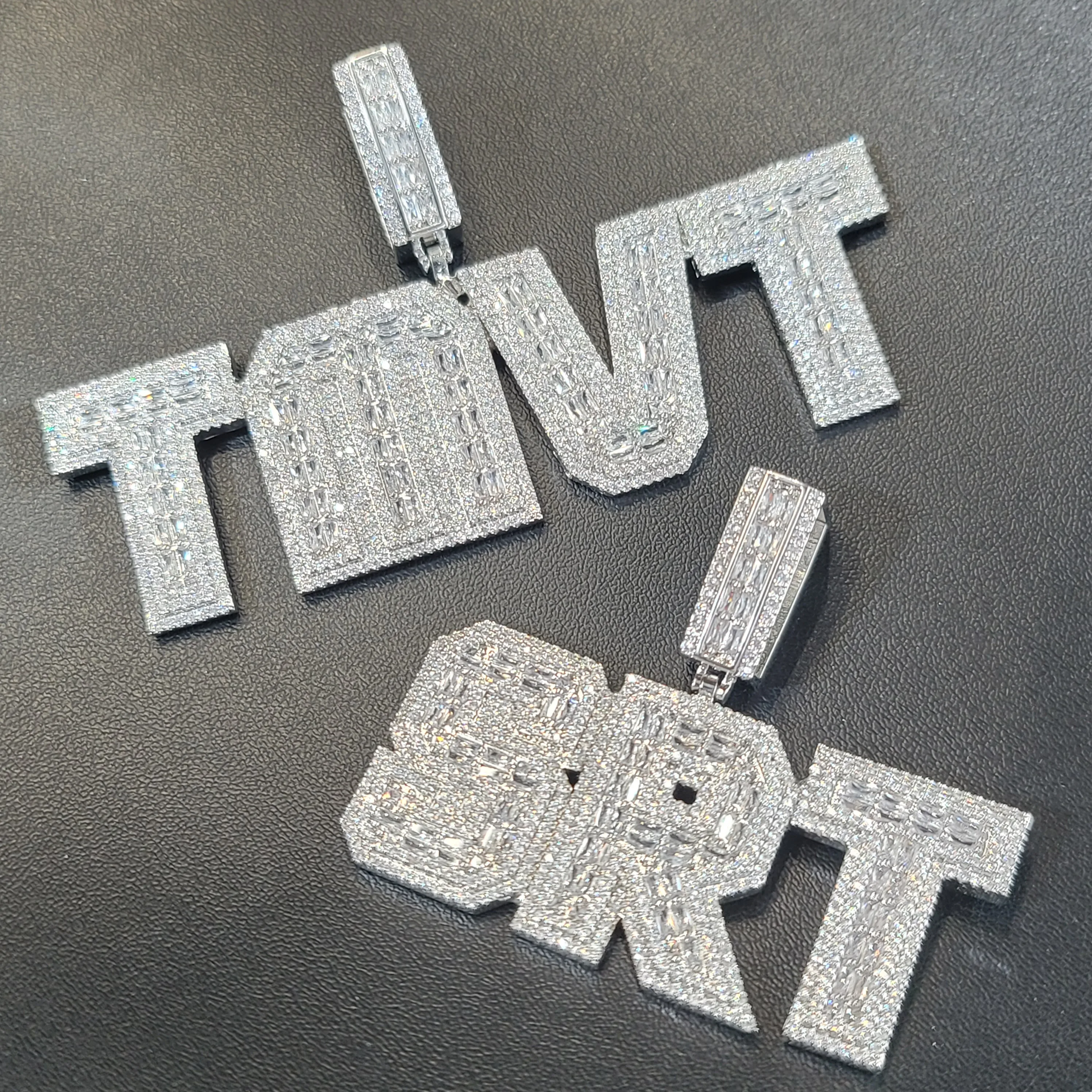 Custom Square Baguettecz Name Pendant Personalized Number Or Letter Necklace Chain For Him Her Birthday Gifts Hip Hop Jewelry