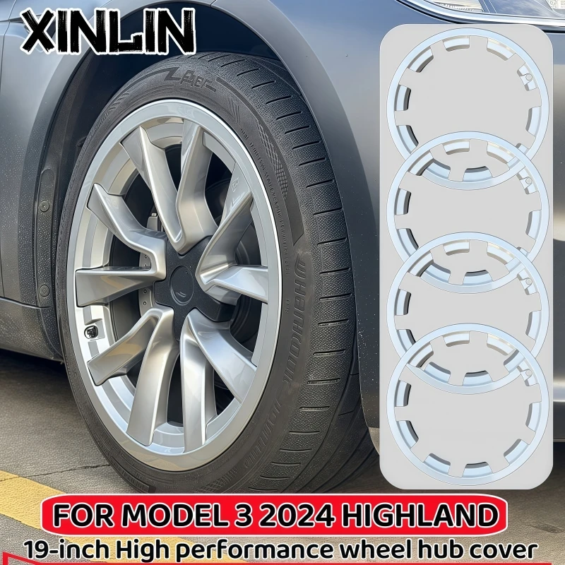 

4PCS 19Inch HubCap Car for Tesla Model 3 2024 Highland Performance Wheel Cap Wheel Parts Full Rim Cover Accessories Wheel Cover