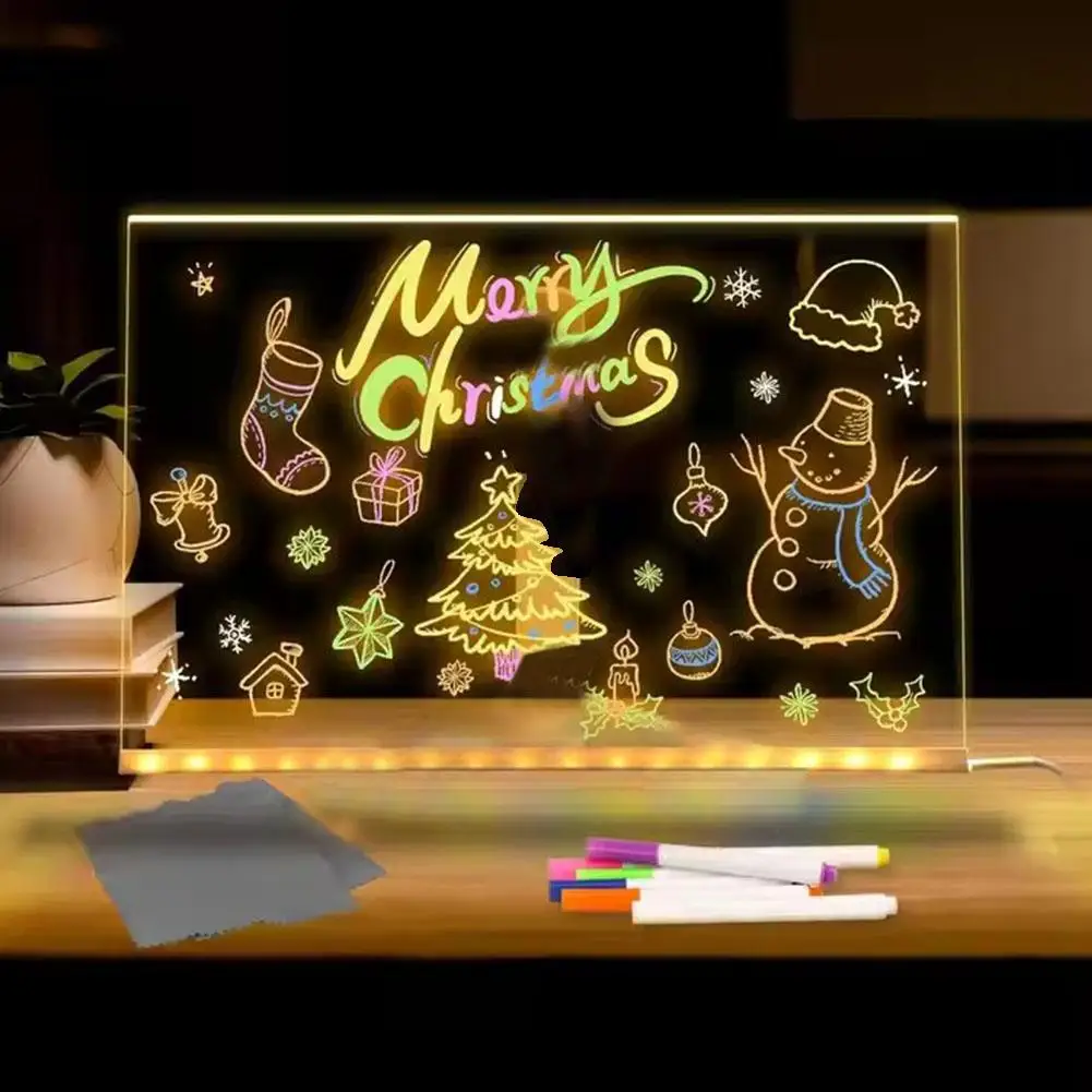 LED Light Up Drawing Board for Kids USB Rechargeable Glow in The Dark Art Toy Creative DIY Puzzle Gift with Smooth Surface
