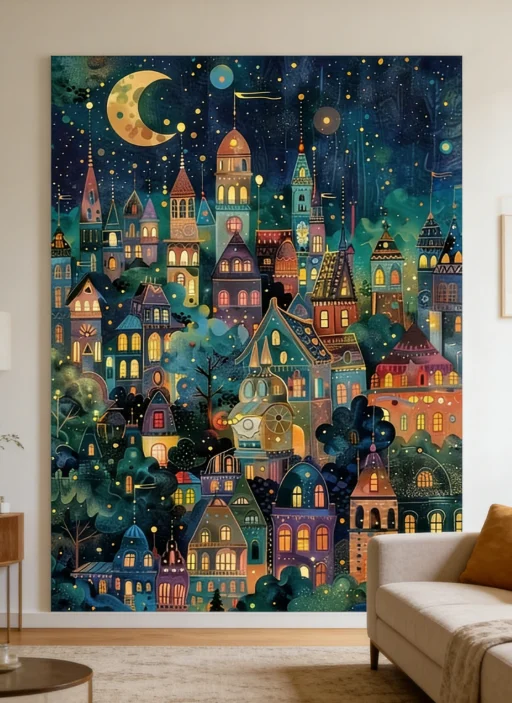 

Scenery House in the Night 500/1000/1200/2000 PCS Jigsaw Puzzles Family Activity Games for Gameroom Bedroom Gifts Frameless