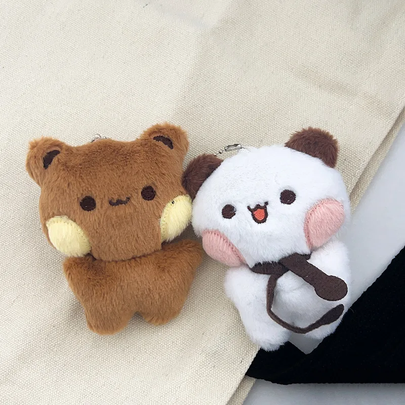 Cute Cartoon Bubu and Dudu Panda Yier Plush Keychain Toy Bear Plushie Doll for Kids Birthday Gifts Kawaii Soft Stuffed Toys