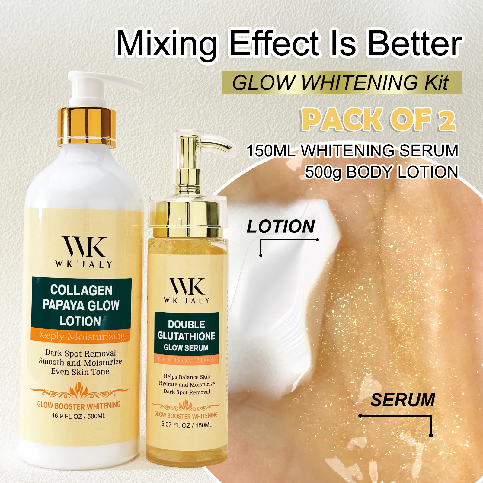

WK JALY Collagen Whitening Set, With Papaya, Kojic Acid, Clean Skin, Reduce Black Spots, Hyperpigmentation, For All Skin Tone