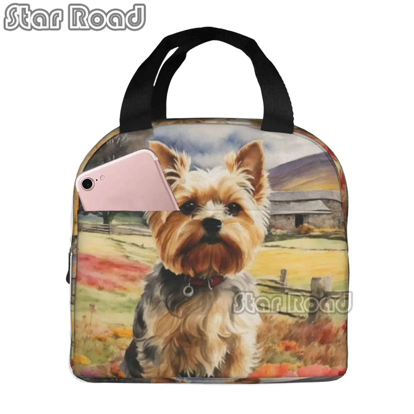 Yorkshire Terrier Lunch Bag Insulated Reusable Lunch Box Thermal Tote Bag Container Cooler Bag for Women Men Travel Picnic Work