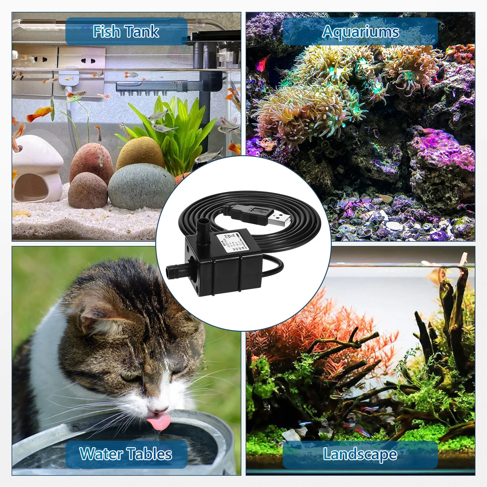 

Mini Submersible Pump Usb Powered Strong Suction For Aquarium Fish Tank Water Table Cat Fountain Small Water Pump Garden